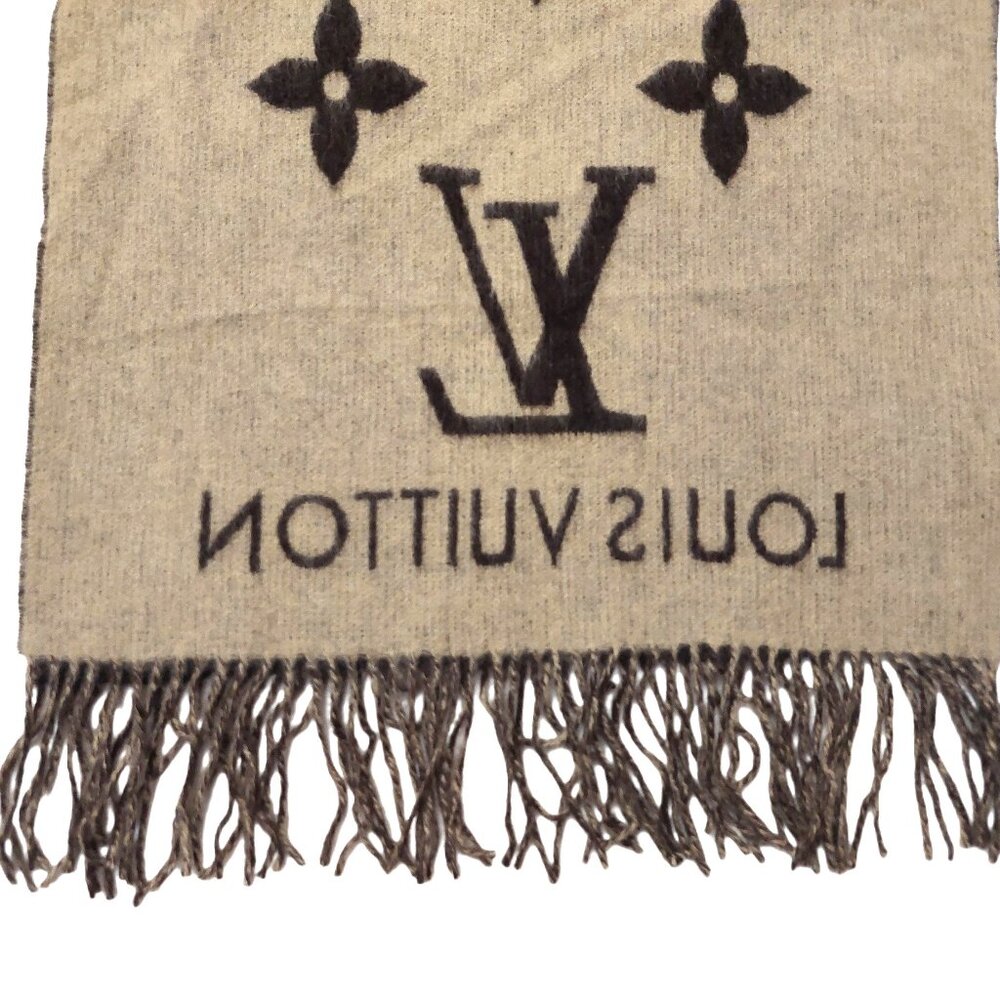 SOLD OUT LOUIS VUITTON Reykjavik Dark Brown & Tan Reversible Scarf Shawl VWT - Picture 10 of 14